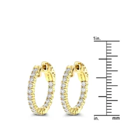 Small Hoops 14K Yellow Gold Inside Out Diamond Hoop Earrings 1 Carat 3/4in -Outlet Radiant Bijou Store small hoops 14k inside out diamond hoop earrings 106 p 6908 rulerye