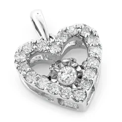 Small Ladies Diamond Heart Necklace 0.36ct Dancing Diamond Pendant