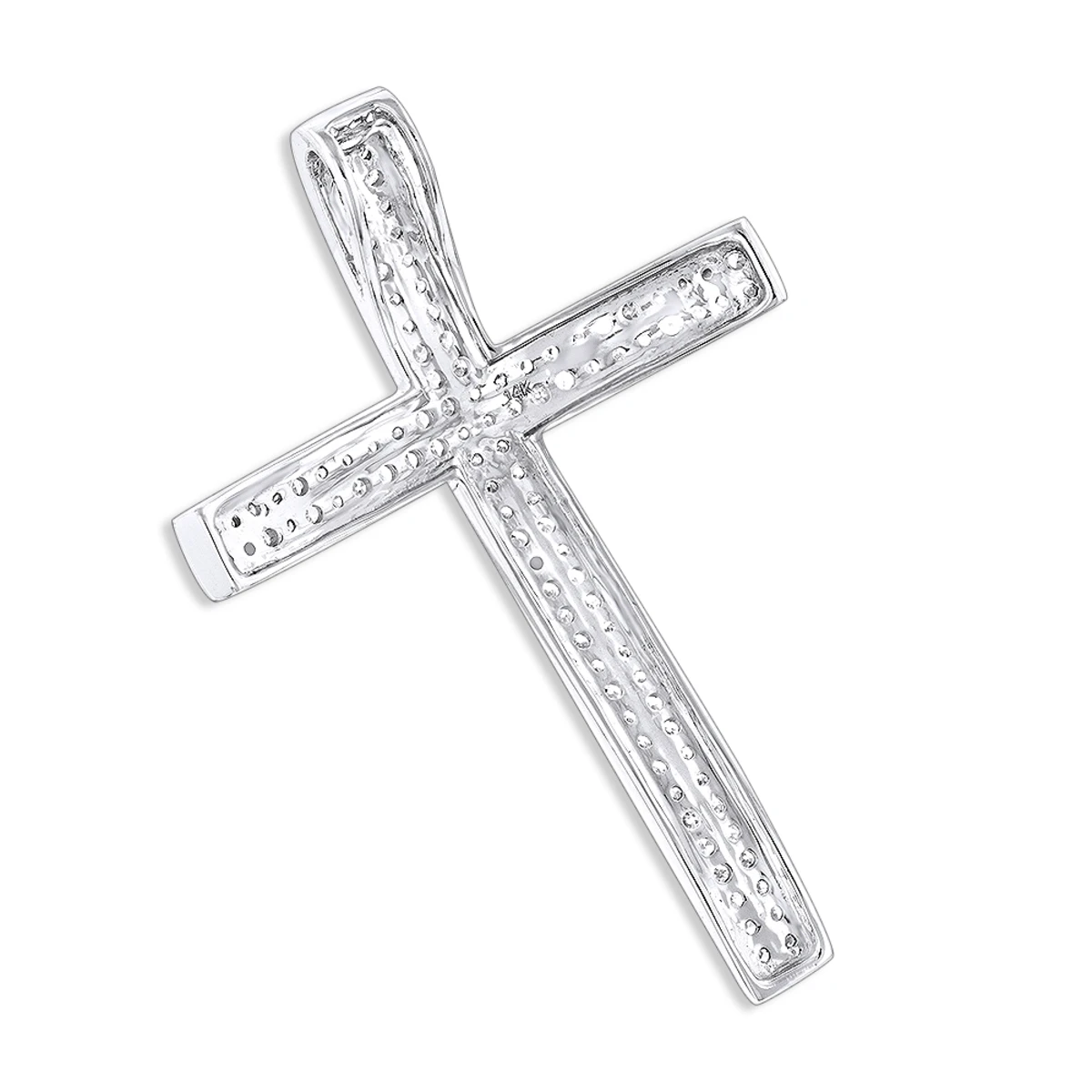 Small Pave Diamond Cross Pendant 0.33ct 14K White Gold 6 Small Pave Diamond Cross Pendant 0.33ct 14K White Gold - Image 4
