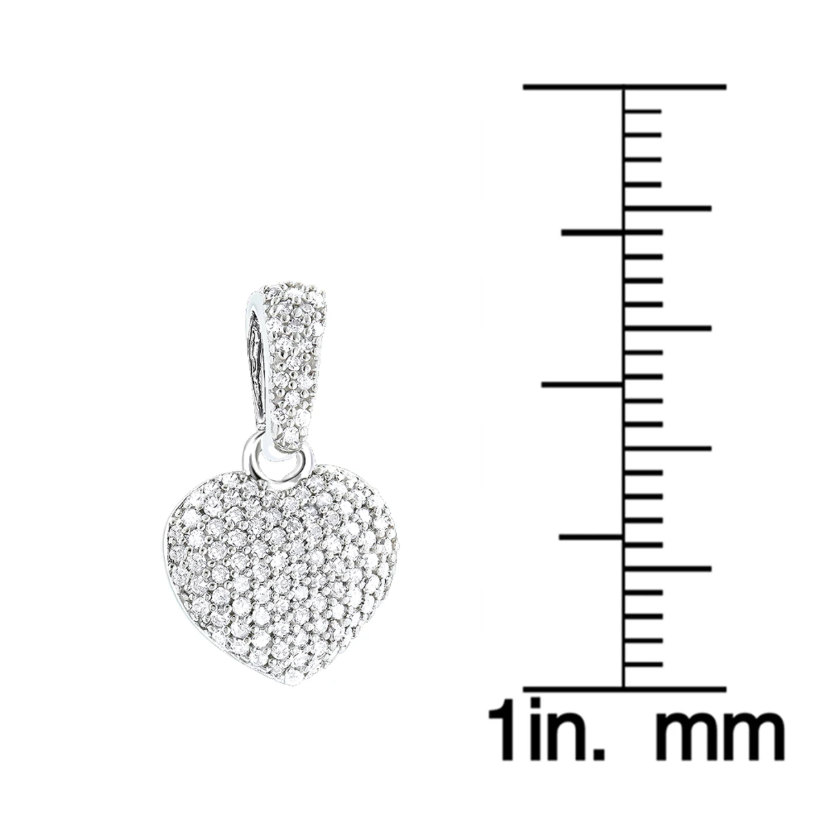Small Pave Diamond Heart Pendant 14K White Gold 0.33ct 8 Small Pave Diamond Heart Pendant 14K White Gold 0.33ct - Image 6