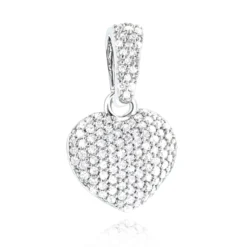 Small Pave Diamond Heart Pendant 14K White Gold 0.33ct