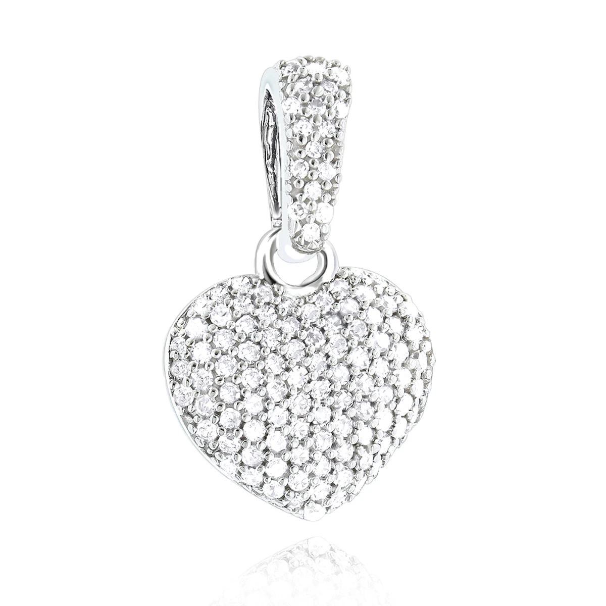 Small Pave Diamond Heart Pendant 14K White Gold 0.33ct 3 Small Pave Diamond Heart Pendant 14K White Gold 0.33ct