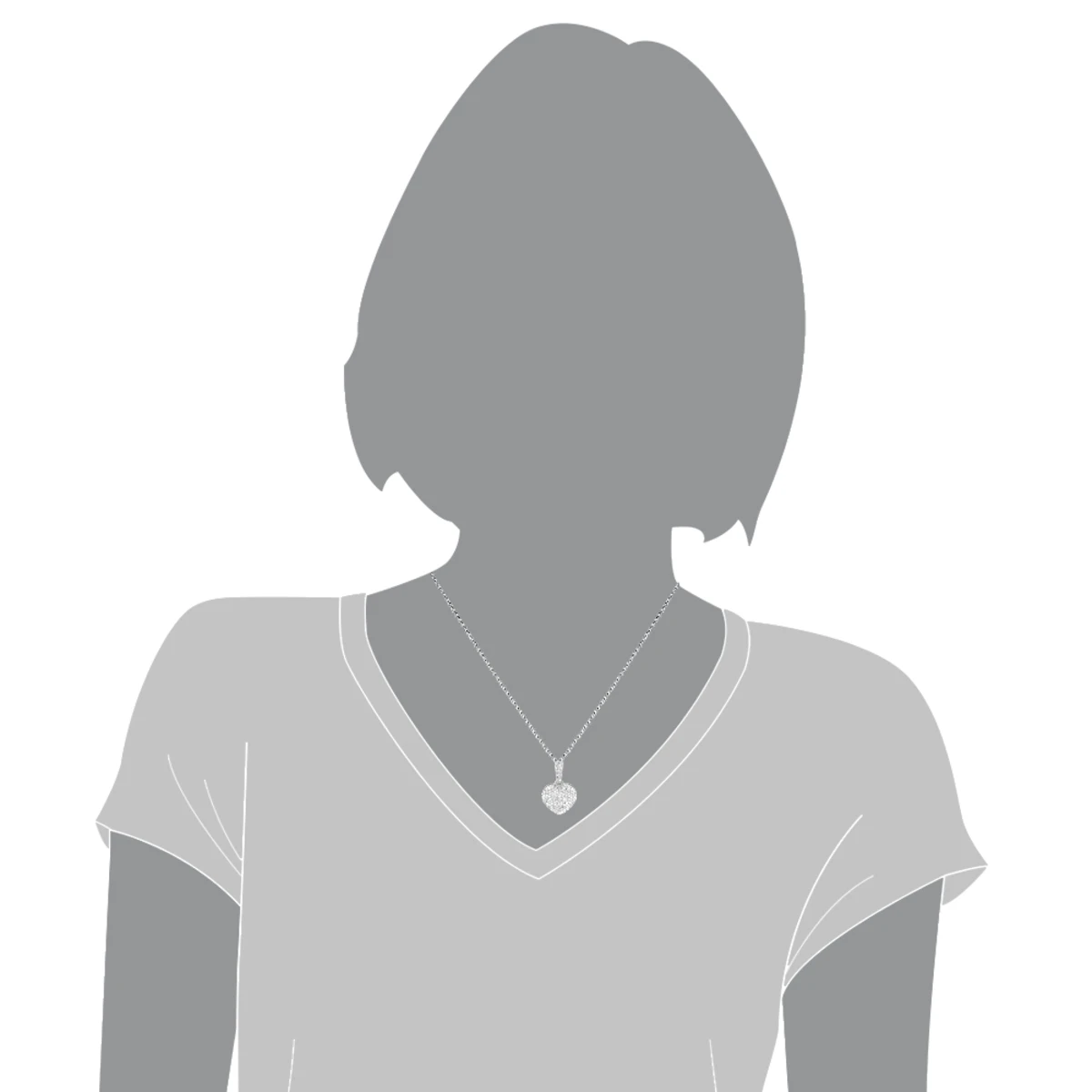 Small Pave Diamond Heart Pendant 14K White Gold 0.50ct 7 Small Pave Diamond Heart Pendant 14K White Gold 0.50ct - Image 5