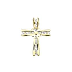 Small Women's Diamond Cross Pendant 14K Yellow Gold -Outlet Radiant Bijou Store small womens diamond cross pendant in solid 14k gold backye