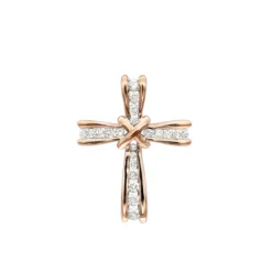 Small Women's Diamond Cross Pendant 14K Yellow Gold -Outlet Radiant Bijou Store small womens diamond cross pendant in solid 14k gold ro