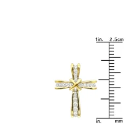 Small Women's Diamond Cross Pendant 14K Yellow Gold -Outlet Radiant Bijou Store small womens diamond cross pendant in solid 14k gold rulerye
