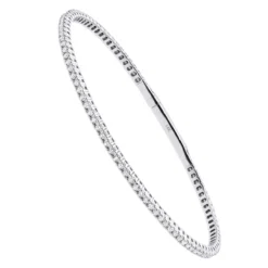 Solid 14K White Gold 1.26 Carat Diamonds Tennis Bracelet For Women Bangle Design