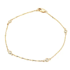 Solid 14K Yellow Gold Diamonds By The Yard Bracelet For Women 0.15ct