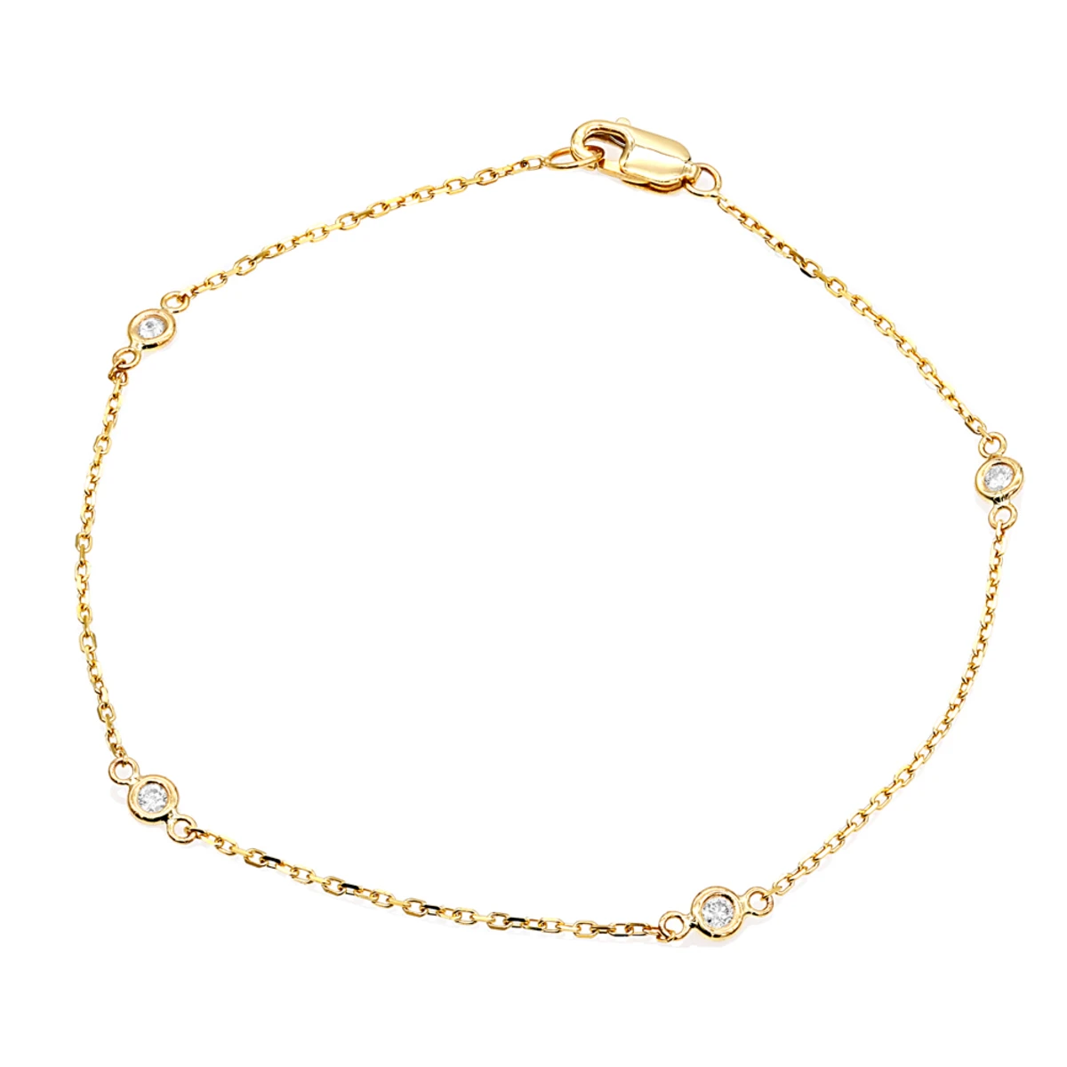 Solid 14K Yellow Gold Diamonds By The Yard Bracelet For Women 0.15ct 3 Solid 14K Yellow Gold Diamonds By The Yard Bracelet For Women 0.15ct