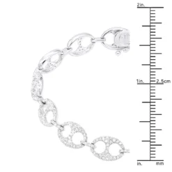 2.3 Carat Gucci Link Diamond Bracelet For Women Solid 14K White Gold -Outlet Radiant Bijou Store solid 14k gold gucci link diamond bracelet for women 25ct 803221 rulerwh
