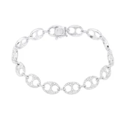 2.3 Carat Gucci Link Diamond Bracelet For Women Solid 14K White Gold