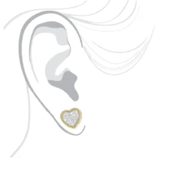 Large Solid 14K Yellow Gold Heart Diamond Stud Earrings For Women 0.75ct By Luxurman -Outlet Radiant Bijou Store solid 14k gold heart diamond stud earrings for women 075ct by luxurman bodye