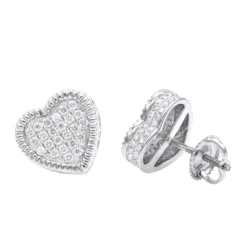 Large Solid 14K Yellow Gold Heart Diamond Stud Earrings For Women 0.75ct By Luxurman -Outlet Radiant Bijou Store solid 14k gold heart diamond stud earrings for women 075ct by luxurman wh