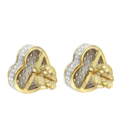 Solid 14K White Gold Large Heart Diamond Stud Earrings For Women 1ct By Luxurman -Outlet Radiant Bijou Store solid 14k gold large heart diamond stud earrings for women 1ct by luxurman backye