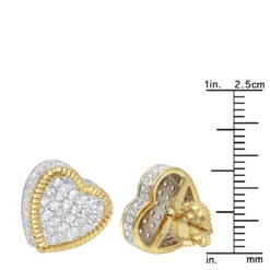 Solid 14K White Gold Large Heart Diamond Stud Earrings For Women 1ct By Luxurman -Outlet Radiant Bijou Store solid 14k gold large heart diamond stud earrings for women 1ct by luxurman rulerye