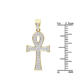 14K Yellow Gold Mini Diamond Egyptian Ankh Cross Pendant For Women 0.2ct -Outlet Radiant Bijou Store solid 14k gold mini diamond egyptian ankh cross pendant for women 02ct rulerye
