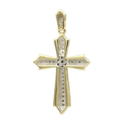 14K Yellow Gold Small Diamond Cross Pendant For Women 0.2ct -Outlet Radiant Bijou Store solid 14k gold small diamond cross pendant for women 0 2ct backye