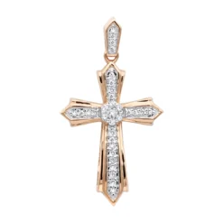 14K Yellow Gold Small Diamond Cross Pendant For Women 0.2ct -Outlet Radiant Bijou Store solid 14k gold small diamond cross pendant for women 0 2ct ro