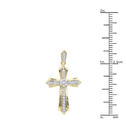 14K Yellow Gold Small Diamond Cross Pendant For Women 0.2ct -Outlet Radiant Bijou Store solid 14k gold small diamond cross pendant for women 0 2ct rulerye