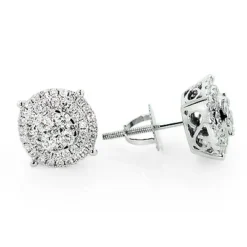 Sparkling Round Diamond Cluster Earrings Studs For Men & Women 14K White Gold 7 Sparkling Round Diamond Cluster Earrings Studs For Men & Women 14K White Gold -Outlet Radiant Bijou Store sparkling round diamond cluster earrings 090ct 14k gold 2