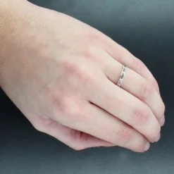 Thin 14K White Gold Red 0.13ct Diamond Stackable Ring -Outlet Radiant Bijou Store stack rings 14k gold red diamond ring 013ct p 49147bod