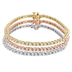 Stackable Round Diamond Tennis Bracelet 10K Gold 4.5ct