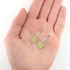 Star Dangle Earrings With White And Yellow Diamonds 0.80ct 14K Yellow Gold -Outlet Radiant Bijou Store star dangle earrings with white and yellow diamonds 080ct 14k 3