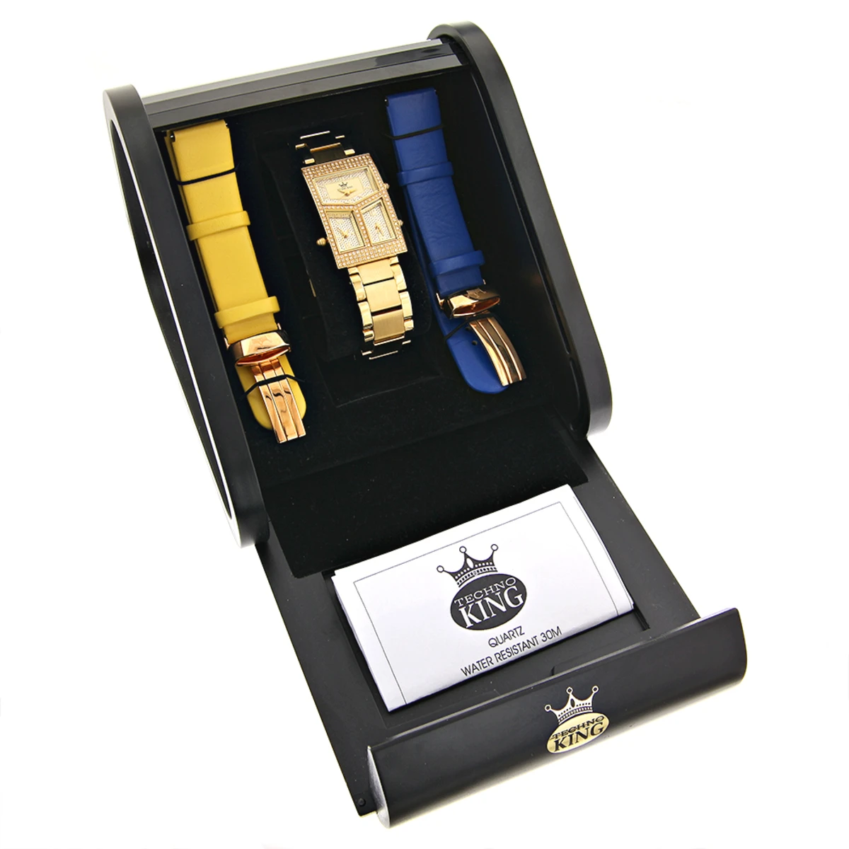 Techno King Diamond Women's Watch 18k Gold Plated 3 Time Zones 1.65ct 6 Techno King Diamond Women's Watch 18k Gold Plated 3 Time Zones 1.65ct - Image 4