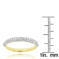 Thin 14K Rose Gold Women's Pave Diamonds Band By Luxurman 0.6ct -Outlet Radiant Bijou Store thin 14k gold womens pave diamonds band by luxurman 06ct rulerye