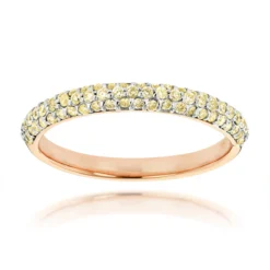 Thin 14K Yellow Gold Women's Yellow Diamond Band Pave Diamonds 0.7ct -Outlet Radiant Bijou Store thin 14k gold womens yellow diamond band pave diamonds 055ct ro
