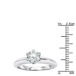 Tiffany Style Round Diamond Solitaire Engagement Ring 18K White Gold 0.75ct -Outlet Radiant Bijou Store tiffany style round diamond solitaire engagement ring in 18k gold 0 75ct rulerwh