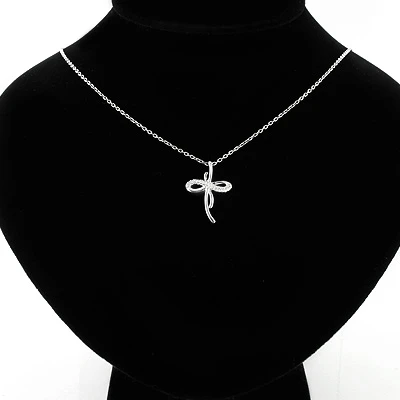 Tiny Diamond Cross Pendant 10K White Gold 0.12ct 5 Tiny Diamond Cross Pendant 10K White Gold 0.12ct - Image 3