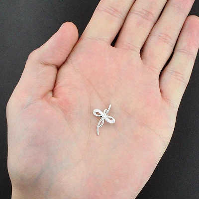 Tiny Diamond Cross Pendant 10K White Gold 0.12ct 6 Tiny Diamond Cross Pendant 10K White Gold 0.12ct - Image 4