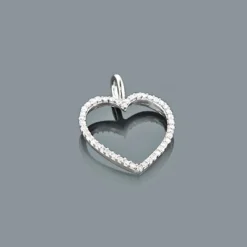 Small Diamond Heart Pendant 0.17ct 10K White Gold Charm