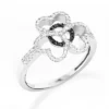 Triple Heart Ring With Black And White Diamonds 0.26ct 14K White Gold -Outlet Radiant Bijou Store triple heart ring with black and white diamonds 026ct 14k gold 1