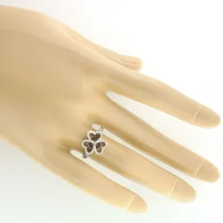 Triple Heart Ring With Black And White Diamonds 0.26ct 14K White Gold -Outlet Radiant Bijou Store triple heart ring with black and white diamonds 026ct 14k gold 3