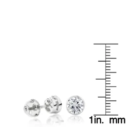 Two Carat 14K White Gold Solitaire Round Diamond Bezel Stud Earrings 7mm -Outlet Radiant Bijou Store two carat 14k gold solitaire round diamond bezel stud earrings 1 rulerwh
