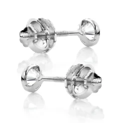 Two Carat 14K White Gold Solitaire Round Diamond Bezel Stud Earrings 6mm -Outlet Radiant Bijou Store two carat 14k gold solitaire round diamond bezel stud earrings backwh