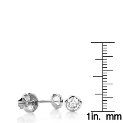 Two Carat 14K White Gold Solitaire Round Diamond Bezel Stud Earrings 6mm -Outlet Radiant Bijou Store two carat 14k gold solitaire round diamond bezel stud earrings rulerwh