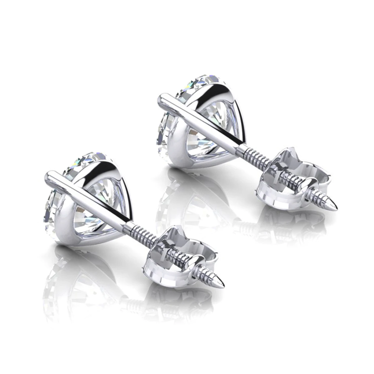 Two Carat 14K White Gold Solitaire Round Diamond Martini Stud Earrings 6 Two Carat 14K White Gold Solitaire Round Diamond Martini Stud Earrings - Image 4