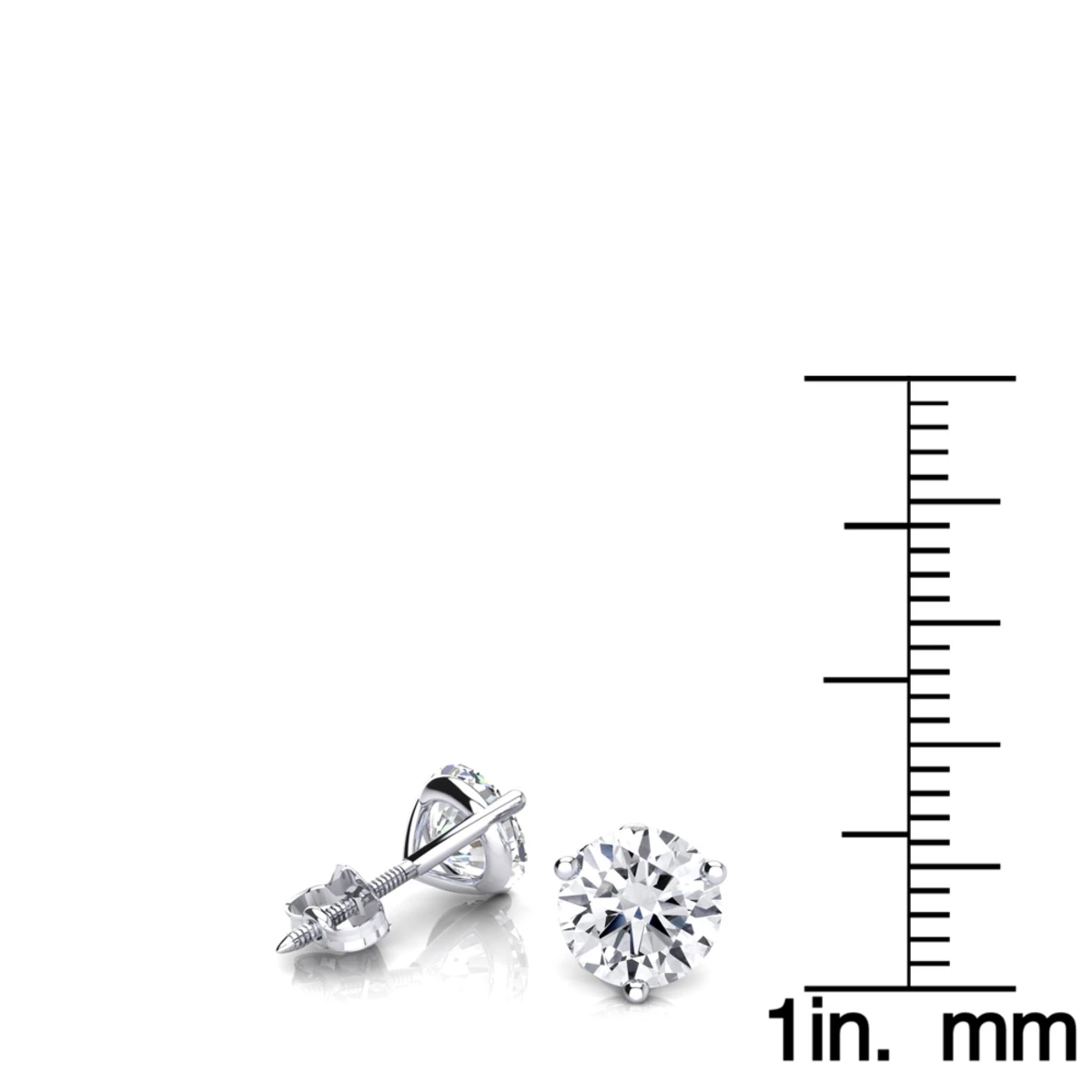 Two Carat 14K White Gold Solitaire Round Diamond Martini Stud Earrings 8 Two Carat 14K White Gold Solitaire Round Diamond Martini Stud Earrings - Image 6