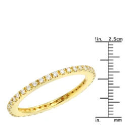 Thin Diamond Eternity Band 0.5ct 14K Yellow Gold Ladies Stackable Ring -Outlet Radiant Bijou Store ultra thin diamond eternity ring band 018ct 14k white yellow rose gold rulerye