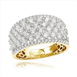 Unique Luxurman Bands: 14K Rose Gold Wide Diamond Ring For Women 2 Carat -Outlet Radiant Bijou Store uniqe luxurman bands 14k gold wide diamond ring for women 2 carat ye