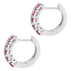 Pink Diamond Huggie Earrings Hoops 1 Carat 14K White Gold -Outlet Radiant Bijou Store unique 1 carat pink diamond hoop earrings 14k gold small huggies 018270 back white