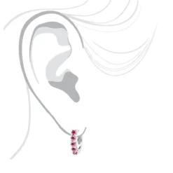 Pink Diamond Huggie Earrings Hoops 1 Carat 14K White Gold -Outlet Radiant Bijou Store unique 1 carat pink diamond hoop earrings 14k gold small huggies 018270 body white