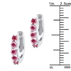 Pink Diamond Huggie Earrings Hoops 1 Carat 14K White Gold -Outlet Radiant Bijou Store unique 1 carat pink diamond hoop earrings 14k gold small huggies 018270 ruler white