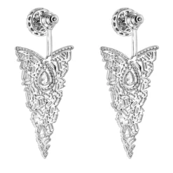 Unique 14K White Gold Designer Baguette Round Diamond Earrings 4ct -Outlet Radiant Bijou Store unique 14k gold designer baguette round diamond earrings 4ct backwh