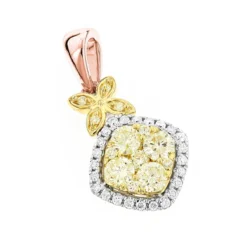 Unique 14K White Gold Designer White Yellow Diamond Women's Pendant By Luxurman -Outlet Radiant Bijou Store unique 14k gold designer white yellow diamond womens pendant by luxurman ro