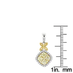 Unique 14K White Gold Designer White Yellow Diamond Women's Pendant By Luxurman -Outlet Radiant Bijou Store unique 14k gold designer white yellow diamond womens pendant by luxurman rulerwh