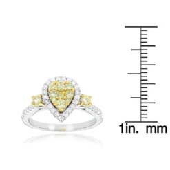Unique 14K White Gold One Carat Yellow White Diamond Ring For Women By Luxurman -Outlet Radiant Bijou Store unique 14k gold one carat yellow white diamond ring for women by luxurman rulerwh